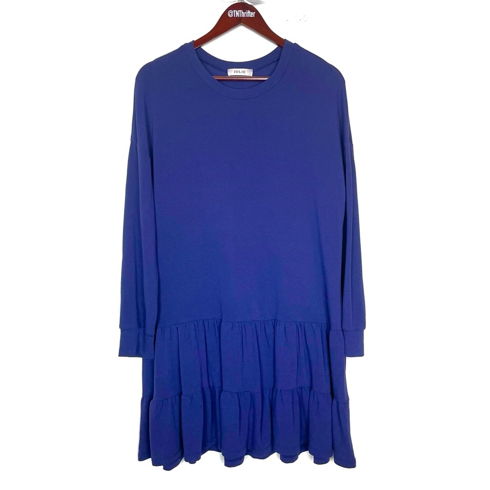Jolie Women’s Long Sleeve Ruffle Hem Mini Dress Small Blue Boutique Bohemian Y2K